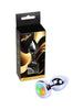 Dop anal MY LOVE Butt Plug Disco Flashlight, bază cu lumină LED multicoloră, din oțel inoxidabil, lungime totală 7 cm, diametru 2.7 cm, argintiu (mic)