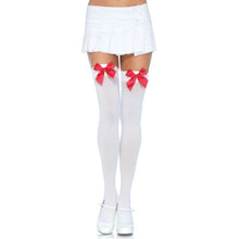 Dresuri sexy Leg Avenue, cu fundiță roșie din satin, mărime universală, culoare alb cu roșu, model 6255