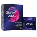 Prezervative cu striații DUREX Mutual Pleasure, regular fit, cu efect de stimulare clitoridiană și întârziere ejaculare, 56 mm, 1 cutie x 20 buc