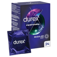 Prezervative DUREX Performa Regular Fit, din latex, efect de întârziere ejaculare, 56 mm, 1 cutie x 24 buc
