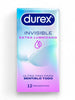 Prezervative ultra subtiri Durex Invisible, cu extra lubrifiere, senzatie naturala, 56 mm, 1 cutie x 12 buc