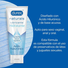 Lubrifiant Durex Natural Hidratante, albastru, pe baza de apa, 100 ml