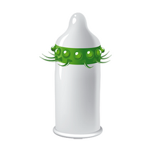 Prezervativ stimulator EGZO Bee’s Knees Yellow - Soft, cu bile și texturi proeminente, din latex, diametru 52 mm, 1 buc.