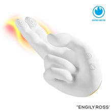 Stimulator ENGILY ROSS Flirty Hand, design în formă de mână, 10 funcții de vibrație și de mișcare, funcție de încălzire, rezistent la apă, alb, 16.4 cm