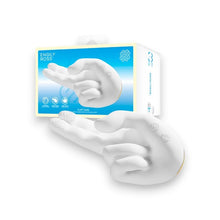 Stimulator ENGILY ROSS Flirty Hand, design în formă de mână, 10 funcții de vibrație și de mișcare, funcție de încălzire, rezistent la apă, alb, 16.4 cm