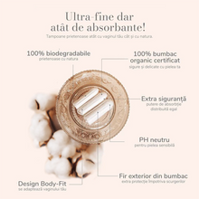 Tampoane ENROUSH 100% Organic Cotton Tampons Super, pentru flux abundent, hipoalergenic, fără plastic. fără coloranți, 16 buc