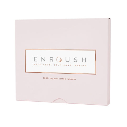 Tampoane ENROUSH 100% Organic Cotton Tampons Super, pentru flux abundent, hipoalergenic, fără plastic. fără coloranți, 16 buc