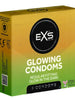 Prezervative EXS - Glowing, lubrifiate si rezistente, fosforescente in intuneric, 1 x 3 buc