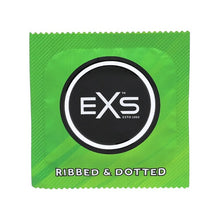 Prezervative EXS Ribbed & Dotted Condoms, texturate, subțiri și rezistente, diametru 56 mm, 3 bucăți