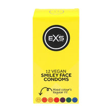 Prezervative EXS Smiley Face Condoms, design multicolor cu zâmbet, din latex, diametru 54 mm, 12 bucăți