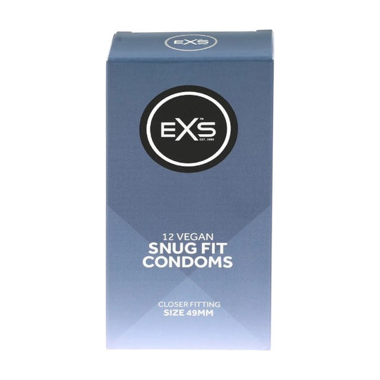 Prezervative EXS Snug Fit Condoms, din latex, subțiri și rezistente, diametru 49 mm, 12 bucăți