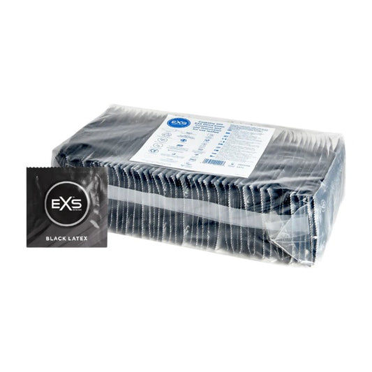 Prezervative EXS Black Latex, din latex, diametru 54 mm, fără miros, culoare negru, 100 buc