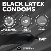 Prezervative EXS Black Latex, din latex, diametru 54 mm, fără miros, culoare negru, 100 buc