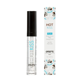 Luciu de buze pentru sex oral EXSENS Hot Kiss Coconut, efect dublu de încălzire și răcire, aromă de cocos, 7 ml