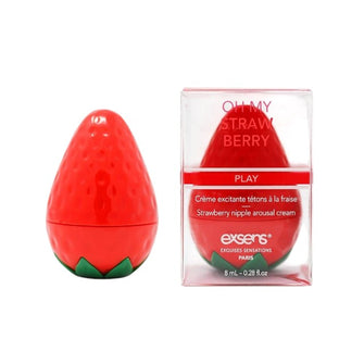 Cremă EXSENS Oh My Strawberry - Nipple Arousal Cream, pentru stimularea sfârcurilor, cu aromă de căpșuni, fără zahăr, 8 ml