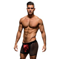 Chilot sexy Envy - Snap Down Mesh Boxer Brief, negru/roșu, S/M
