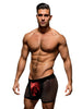 Chilot sexy Envy - Snap Down Mesh Boxer Brief, negru/rosu, S/M