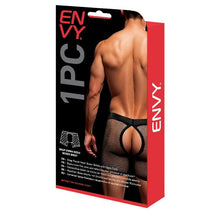 Chilot sexy Envy - Snap Down Mesh Boxer Brief, negru/rosu, S/M