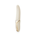 Vibrator ZALO EVE Oral Pleasure, în formă de limbă, cu funcție de încălzire, 6 funcții de vibrație, din silicon lichid, lungime 22 cm, crem