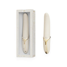 Vibrator ZALO EVE Oral Pleasure, în formă de limbă, cu funcție de încălzire, 6 funcții de vibrație, din silicon lichid, lungime 22 cm, crem