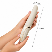 Vibrator ZALO EVE Oral Pleasure, în formă de limbă, cu funcție de încălzire, 6 funcții de vibrație, din silicon lichid, lungime 22 cm, crem