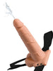 Ham Strap-on FETISH Fantasy Series Squirting Strap-on with Balls, cu funcție de ejaculare, lungime 19 cm, culoarea pielii