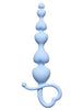 Rozariu anal FIRST TIME Beginners Beads, din silicon, cu inel de extracție în formă de inimă, lungime 18 cm, albastru