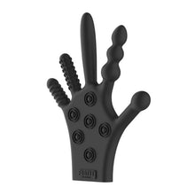 Mănușă erotică FIST IT BY SHOTS Stimulation Glove, din silicon, cu texturi diverse pentru stimulare vaginală și anală, negru
