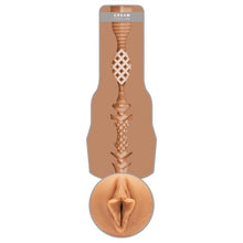Masturbator manual FLESHLIGHT GIRLS Autumn Falls, canal texturat pentru simulare vaginală realistă, lungime 25 cm, alb