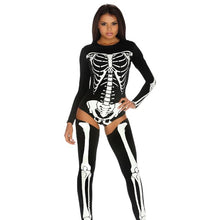 Costum sexy 2 piese FORPLAY Bad To The Bone, pentru jocuri erotice și roleplay, model tip schelet, alb-negru, XS/S