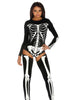 Costum sexy 2 piese FORPLAY Bad To The Bone, pentru jocuri erotice și roleplay, model tip schelet, alb-negru, XS/S