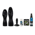 Set pentru fisting FORT TROFF The FF Trainer Kit, cu 2 dildo-uri în formă de mână, lubrifiant, soluție de curățare și pudră, negru