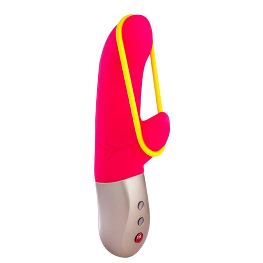 Vibrator rabbit FUN FACTORY Amorino, 12 funcții de vibrație, rezistent la apă, lungime 17 cm, culoare roz cu galben