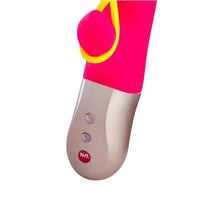 Vibrator rabbit FUN FACTORY Amorino, 12 funcții de vibrație, rezistent la apă, lungime 17 cm, culoare roz cu galben