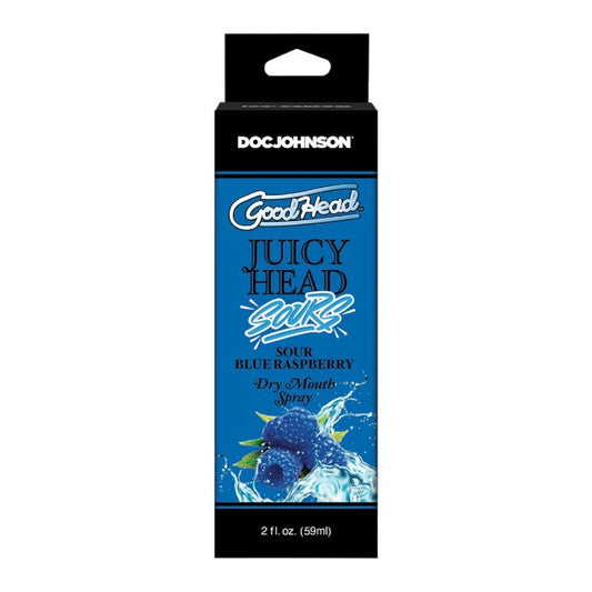 Spray pentru sex oral GOODHEAD Juicy Head Sours Blue Raspberry Dry Mouth, stimulează salivarea, aromă de zmeură (acru), 59 ml
