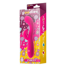 Vibrator rabbit GOODIES Sweetie Pleasures CAKEY, cu stimulator dublu, din silicon premium, 10 funcții de vibrație, roz fuchsia