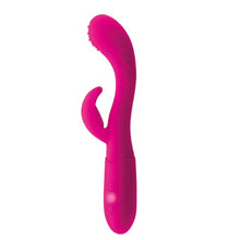 Vibrator rabbit GOODIES Sweetie Pleasures CAKEY, cu stimulator dublu, din silicon premium, 10 funcții de vibrație, roz fuchsia