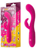 Vibrator rabbit GOODIES Sweetie Pleasures CAKEY, cu stimulator dublu, din silicon premium, 10 funcții de vibrație, roz fuchsia