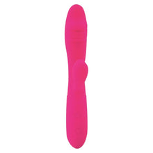 Vibrator rabbit GOODIES Sweetie Pleasures CANDY, cu stimulator dublu, din silicon premium, 10 funcții de vibrație, roz fuchsia