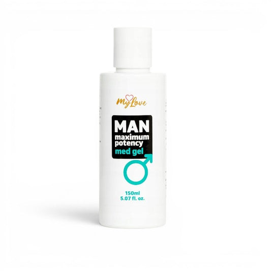 Gel intim MYLOVE Man Maximum Potency Med Gel, pentru creșterea potenței și lubrifiere, cu miros de cafea, 150 ml