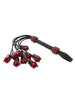 Bici din piele naturală HIDDEN DESIRE Roses Whip, cu 9 trandafiri decorativi, pentru jocuri erotice BDSM, culoare negru cu roșu