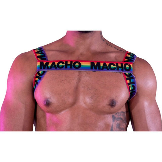 Ham elastic MACHO - Double Harness, culoare Pride, mărime universală