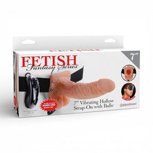 Ham Strap-On FETISH FANTASY SERIES Vibrating Hollow, design realist, mini bullet inclus, cu telecomandă, culoarea pielii, 17.8 cm