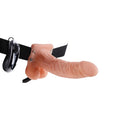 Ham Strap-On FETISH FANTASY SERIES Vibrating Hollow, design realist, mini bullet inclus, cu telecomandă, culoarea pielii, 17.8 cm
