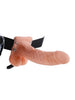 Ham Strap-On FETISH FANTASY SERIES Vibrating Hollow, design realist, mini bullet inclus, cu telecomandă, culoarea pielii, 17.8 cm