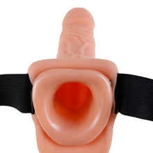 Ham Strap-On FETISH FANTASY SERIES Vibrating Hollow, design realist, mini bullet inclus, cu telecomandă, culoarea pielii, 17.8 cm