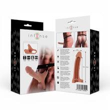 Ham Strap-On INTENSE Hollow Harness, cu dildo din silicon, design realist, ham elastic, dildo culoarea pielii, 16 cm