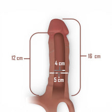 Ham Strap-On INTENSE Hollow Harness, cu dildo din silicon, design realist, ham elastic, dildo culoarea pielii, 16 cm