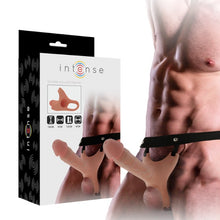 Ham Strap-On INTENSE Hollow Harness, cu dildo din silicon, design realist, ham elastic, dildo culoarea pielii, 16 cm