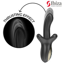 Vibrator dublu IBIZA Biting and Thrusting Vibrator, 10 funcții de mușcături, 10 funcții de penetrare automată, negru